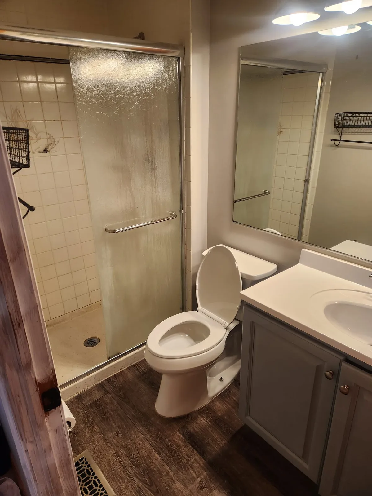 Blue bathroom before remodel