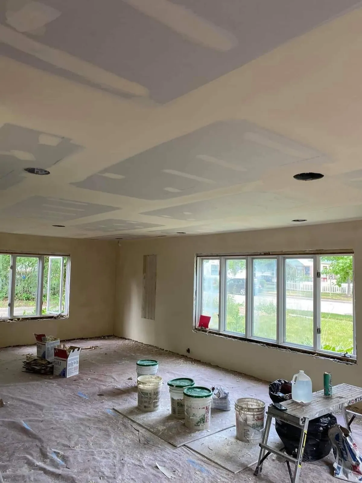 Drywall installation in a remodeled room