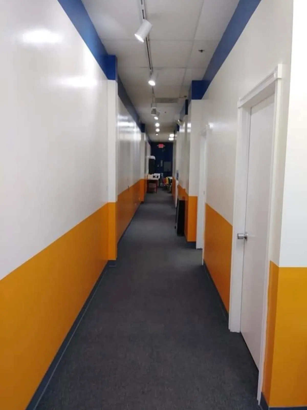 Freshly painted commercial hallway