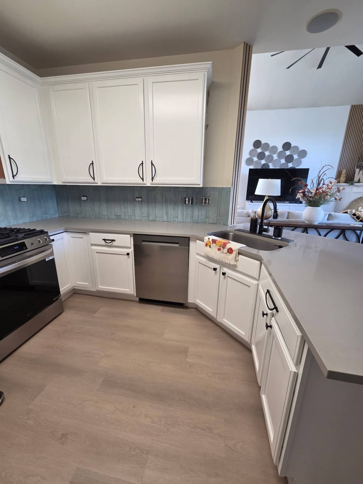 Kitchen with white cabinets